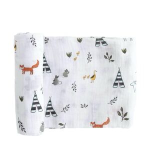 Little Unicorn Muslin Infant Swaddle Baby Blanket - Forest Friends. NIB